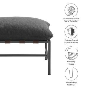 Modway Furniture Raya Outdoor Bouclé Ottoman - Stylish Weather-Resistant Footrest for Patios and Lounges, Ready to Use Charcoal EEI-7161-CHA