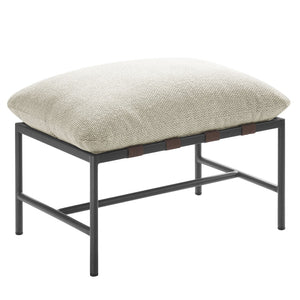 Modway Furniture Raya Outdoor Bouclé Ottoman - Stylish Weather-Resistant Footrest for Patios and Lounges, Ready to Use Ivory EEI-7161-IVO