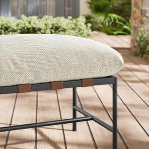 Modway Furniture Raya Outdoor Bouclé Ottoman - Stylish Weather-Resistant Footrest for Patios and Lounges, Ready to Use Ivory EEI-7161-IVO