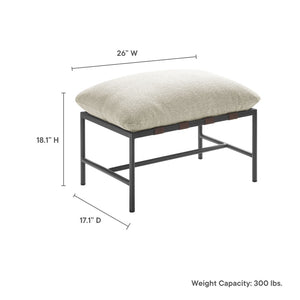 Modway Furniture Raya Outdoor Bouclé Ottoman - Stylish Weather-Resistant Footrest for Patios and Lounges, Ready to Use Ivory EEI-7161-IVO