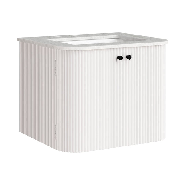 Modway Furniture Zia 24" Wall-Mount Bathroom Vanity with Elegant Marble Sink - Contemporary Floating Design for Style Ivory EEI-7162-IVO