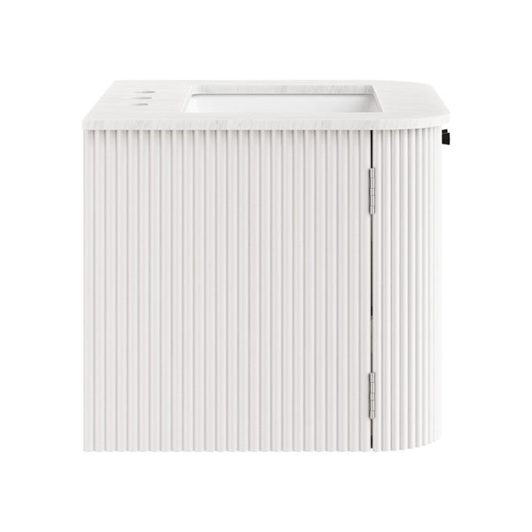 Modway Furniture Zia 24" Wall-Mount Bathroom Vanity with Elegant Marble Sink - Contemporary Floating Design for Style Ivory EEI-7162-IVO