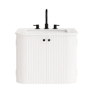 Modway Furniture Zia 24" Wall-Mount Bathroom Vanity with Elegant Marble Sink - Contemporary Floating Design for Style Ivory EEI-7162-IVO