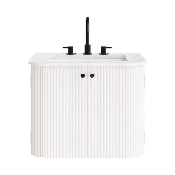 Modway Furniture Zia 24" Wall-Mount Bathroom Vanity with Elegant Marble Sink - Contemporary Floating Design for Style Ivory EEI-7162-IVO