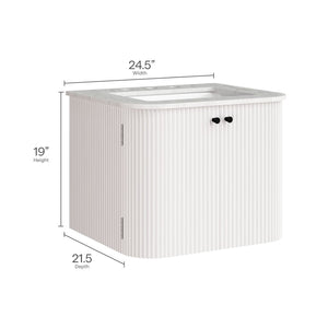 Modway Furniture Zia 24" Wall-Mount Bathroom Vanity with Elegant Marble Sink - Contemporary Floating Design for Style Ivory EEI-7162-IVO