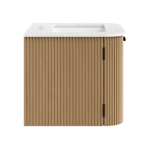 Modway Furniture Zia 24" Wall-Mount Bathroom Vanity with Elegant Marble Sink - Contemporary Floating Design for Style Natural EEI-7162-NAT