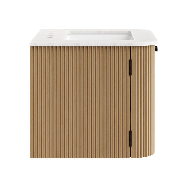 Modway Furniture Zia 24" Wall-Mount Bathroom Vanity with Elegant Marble Sink - Contemporary Floating Design for Style Natural EEI-7162-NAT