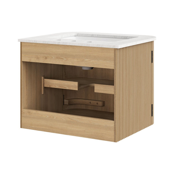 Modway Furniture Zia 24" Wall-Mount Bathroom Vanity with Elegant Marble Sink - Contemporary Floating Design for Style Natural EEI-7162-NAT