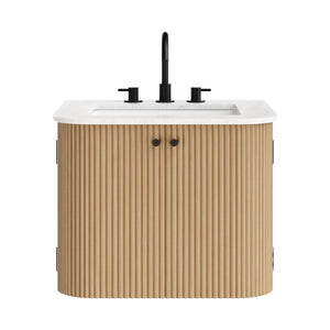 Modway Furniture Zia 24" Wall-Mount Bathroom Vanity with Elegant Marble Sink - Contemporary Floating Design for Style Natural EEI-7162-NAT