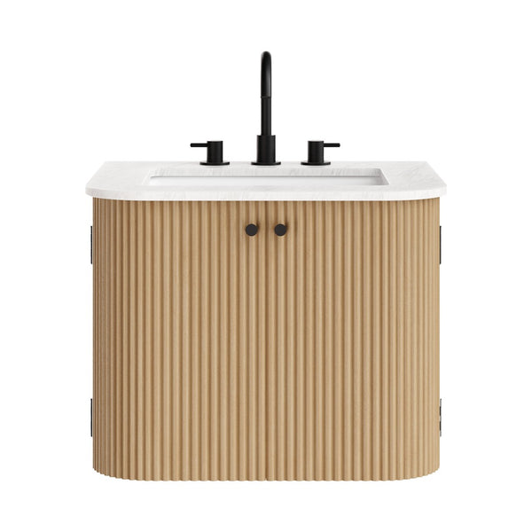 Modway Furniture Zia 24" Wall-Mount Bathroom Vanity with Elegant Marble Sink - Contemporary Floating Design for Style Natural EEI-7162-NAT