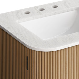 Modway Furniture Zia 24" Wall-Mount Bathroom Vanity with Elegant Marble Sink - Contemporary Floating Design for Style Natural EEI-7162-NAT