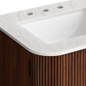 Modway Furniture Zia 24" Wall-Mount Bathroom Vanity with Elegant Marble Sink - Contemporary Floating Design for Style Walnut EEI-7162-WAL
