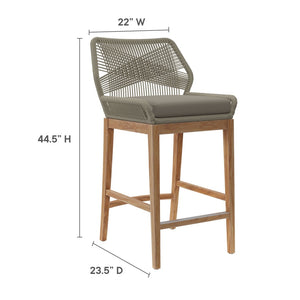 Modway Furniture Wellspring 3-Piece Teak Outdoor Bar Set - Stylish Comfort for Relaxed Dining and Entertaining Light Gray Greige EEI-7163-LGR-GRG-SET