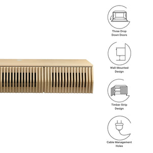 Modway Furniture Vaughn 64" Wall-Mounted TV Stand - Minimalist Floating Cabinet with Smart Storage & Cable Management Ash EEI-7164-ASH