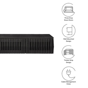 Modway Furniture Vaughn 64" Wall-Mounted TV Stand - Minimalist Floating Cabinet with Smart Storage & Cable Management Black EEI-7164-BLK