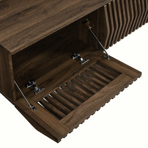 Modway Furniture Vaughn 64" Wall-Mounted TV Stand - Minimalist Floating Cabinet with Smart Storage & Cable Management Walnut EEI-7164-WAL