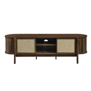 Modway Furniture Reid 61" Mid-Century Modern TV Stand with Rattan Doors, Adjustable Shelving & Cable Management EEI-7165-WAL