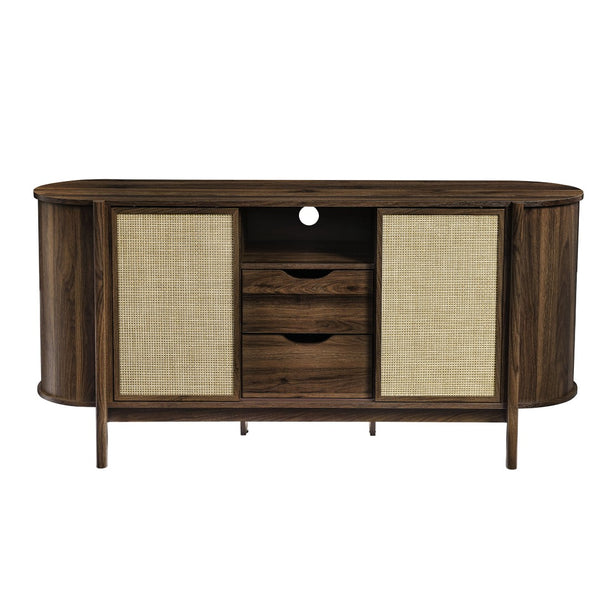 Modway Furniture Reid 63" Curved Sideboard - Mid-Century Modern Walnut Buffet, Versatile Storage, Elegant Design EEI-7166-WAL