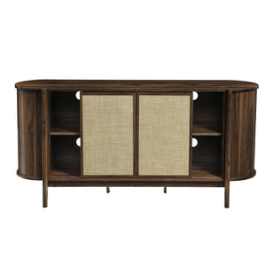 Modway Furniture Reid 63" Curved Sideboard - Mid-Century Modern Walnut Buffet, Versatile Storage, Elegant Design EEI-7166-WAL