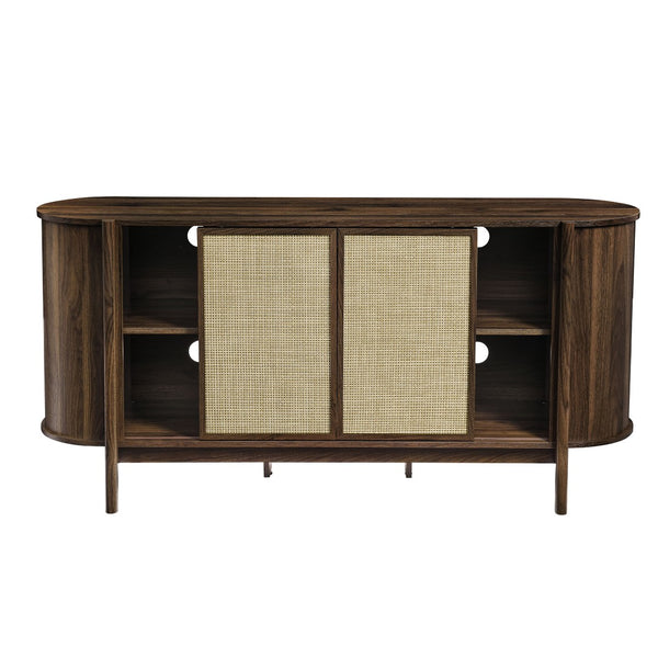 Modway Furniture Reid 63" Curved Sideboard - Mid-Century Modern Walnut Buffet, Versatile Storage, Elegant Design EEI-7166-WAL