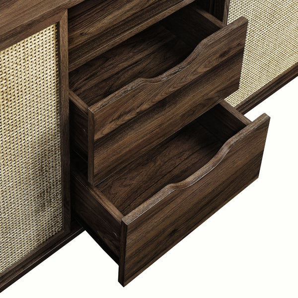 Modway Furniture Reid 63" Curved Sideboard - Mid-Century Modern Walnut Buffet, Versatile Storage, Elegant Design EEI-7166-WAL