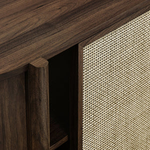 Modway Furniture Reid 63" Curved Sideboard - Mid-Century Modern Walnut Buffet, Versatile Storage, Elegant Design EEI-7166-WAL