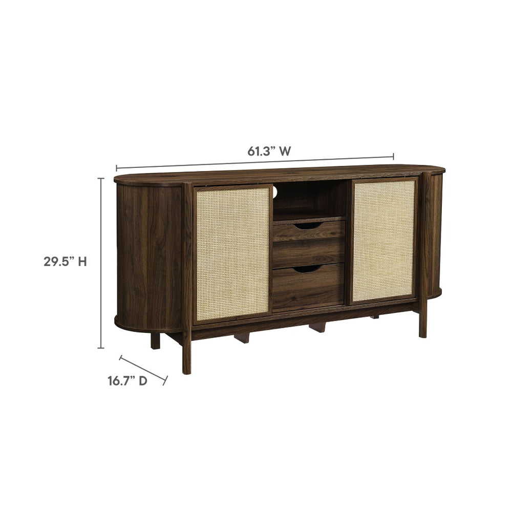 Modway Furniture Reid 63" Curved Sideboard - Mid-Century Modern Walnut Buffet, Versatile Storage, Elegant Design EEI-7166-WAL