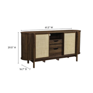 Modway Furniture Reid 63" Curved Sideboard - Mid-Century Modern Walnut Buffet, Versatile Storage, Elegant Design EEI-7166-WAL