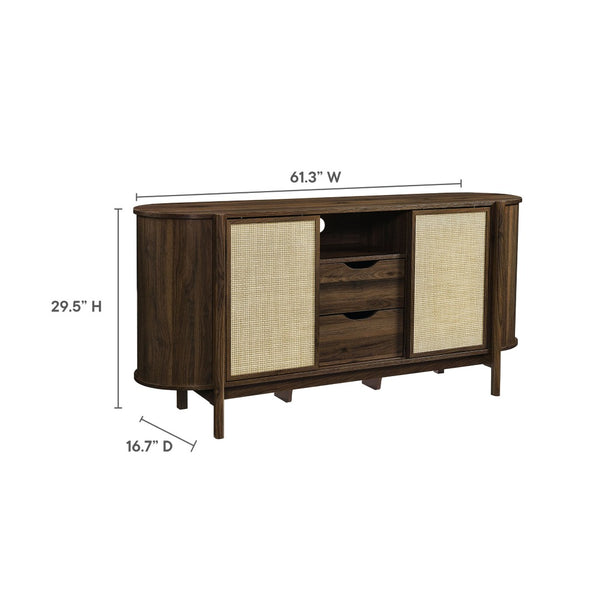 Modway Furniture Reid 63" Curved Sideboard - Mid-Century Modern Walnut Buffet, Versatile Storage, Elegant Design EEI-7166-WAL