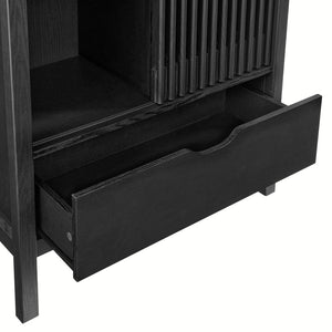 Modway Furniture Vaughn 71" Arched Storage Display Cabinet - Modern Design with Adjustable Shelves & Sliding Door Black EEI-7167-BLK