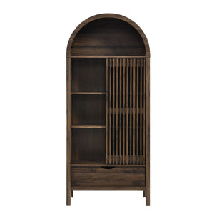 Modway Furniture Vaughn 71" Arched Storage Display Cabinet - Modern Design with Adjustable Shelves & Sliding Door Walnut EEI-7167-WAL