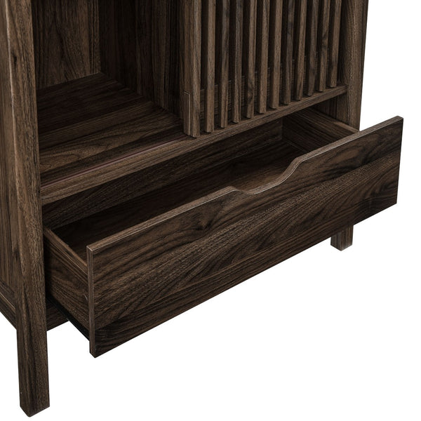 Modway Furniture Vaughn 71" Arched Storage Display Cabinet - Modern Design with Adjustable Shelves & Sliding Door Walnut EEI-7167-WAL