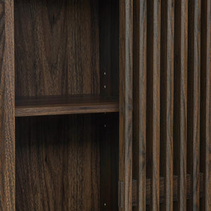 Modway Furniture Vaughn 71" Arched Storage Display Cabinet - Modern Design with Adjustable Shelves & Sliding Door Walnut EEI-7167-WAL