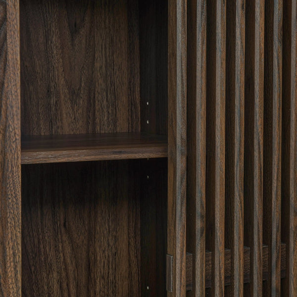 Modway Furniture Vaughn 71" Arched Storage Display Cabinet - Modern Design with Adjustable Shelves & Sliding Door Walnut EEI-7167-WAL