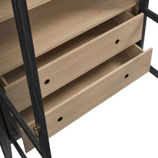 Modway Furniture Nolan 74" Tall Arched Storage Display Cabinet - Elegant Glass Doors, Adjustable Shelves & Drawers Black Oak EEI-7168-BLK-OAK