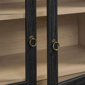 Modway Furniture Nolan 74" Tall Arched Storage Display Cabinet - Elegant Glass Doors, Adjustable Shelves & Drawers Black Oak EEI-7168-BLK-OAK