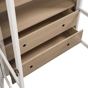 Modway Furniture Nolan 74" Tall Arched Storage Display Cabinet - Elegant Glass Doors, Adjustable Shelves & Drawers Ivory Oak EEI-7168-IVO-OAK