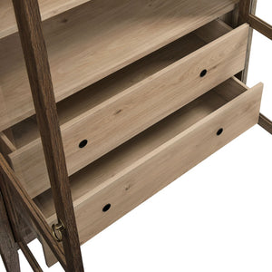 Modway Furniture Nolan 74" Tall Arched Storage Display Cabinet - Elegant Glass Doors, Adjustable Shelves & Drawers Walnut Light Oak EEI-7168-WAL-LOA