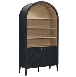 Modway Furniture Nolan 74" Tall Wide Arched Storage Display Cabinet - Stylish Farmhouse Charm for Any Room Decor Black Oak EEI-7169-BLK-OAK