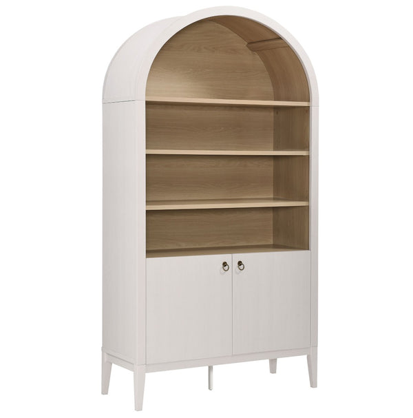 Modway Furniture Nolan 74" Tall Wide Arched Storage Display Cabinet - Stylish Farmhouse Charm for Any Room Decor Ivory Oak EEI-7169-IVO-OAK