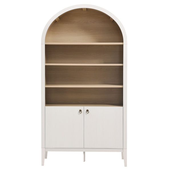 Modway Furniture Nolan 74" Tall Wide Arched Storage Display Cabinet - Stylish Farmhouse Charm for Any Room Decor Ivory Oak EEI-7169-IVO-OAK