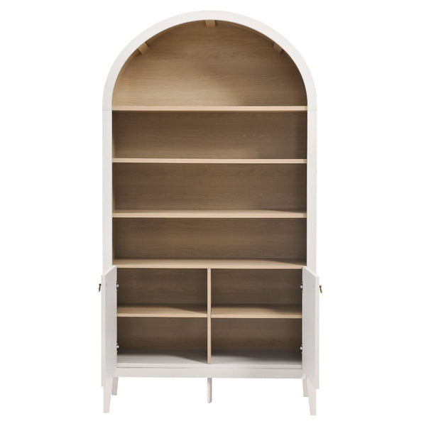 Modway Furniture Nolan 74" Tall Wide Arched Storage Display Cabinet - Stylish Farmhouse Charm for Any Room Decor Ivory Oak EEI-7169-IVO-OAK