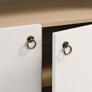 Modway Furniture Nolan 74" Tall Wide Arched Storage Display Cabinet - Stylish Farmhouse Charm for Any Room Decor Ivory Oak EEI-7169-IVO-OAK