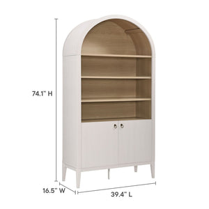 Modway Furniture Nolan 74" Tall Wide Arched Storage Display Cabinet - Stylish Farmhouse Charm for Any Room Decor Ivory Oak EEI-7169-IVO-OAK