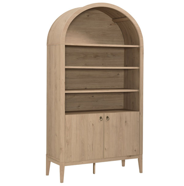 Modway Furniture Nolan 74" Tall Wide Arched Storage Display Cabinet - Stylish Farmhouse Charm for Any Room Decor Light Oak EEI-7169-LOA