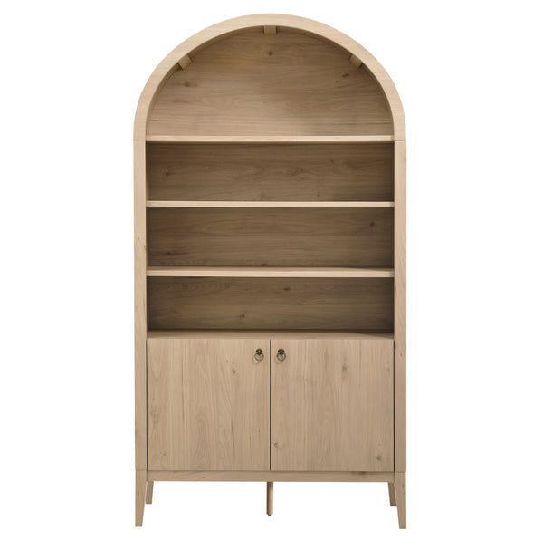 Modway Furniture Nolan 74" Tall Wide Arched Storage Display Cabinet - Stylish Farmhouse Charm for Any Room Decor Light Oak EEI-7169-LOA
