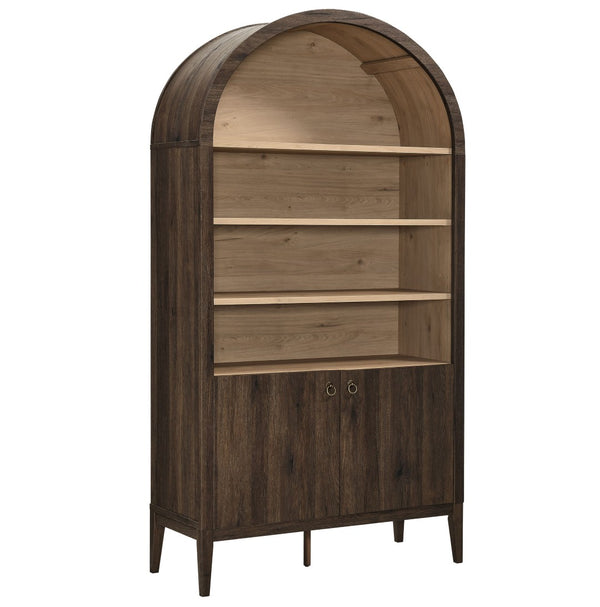 Modway Furniture Nolan 74" Tall Wide Arched Storage Display Cabinet - Stylish Farmhouse Charm for Any Room Decor Dark Walnut EEI-7169-WAL-LOA