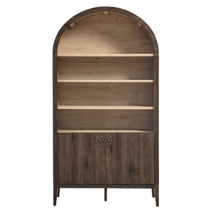 Modway Furniture Nolan 74" Tall Wide Arched Storage Display Cabinet - Stylish Farmhouse Charm for Any Room Decor Dark Walnut EEI-7169-WAL-LOA
