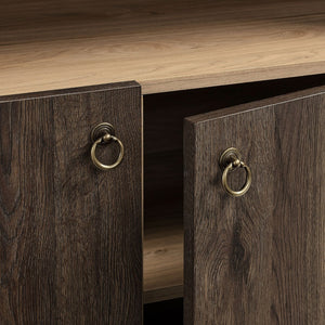 Modway Furniture Nolan 74" Tall Wide Arched Storage Display Cabinet - Stylish Farmhouse Charm for Any Room Decor Dark Walnut EEI-7169-WAL-LOA