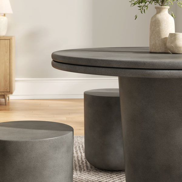 Modway Furniture Brion Indoor-Outdoor Concrete 5-Piece Dining Set – Modern, Durable, Multi-Functional for Any Space Gray EEI-7172-GRY